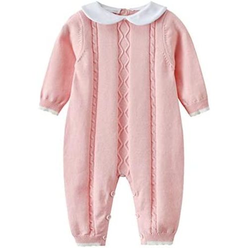Baby Infant Peter Pan Collar Knit Sweater Romper One-Piece Jumpsuit