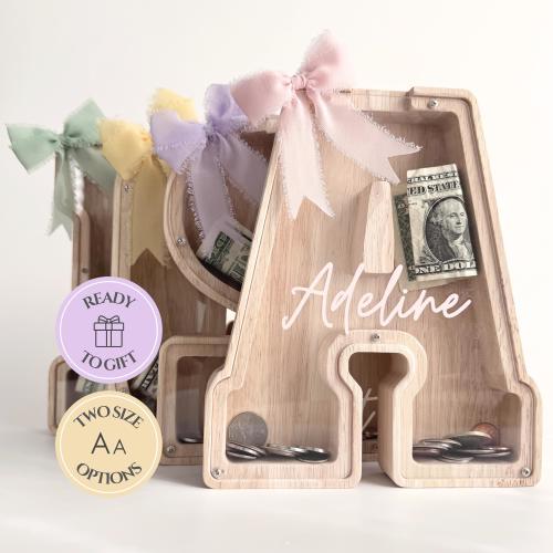 Personalized Piggy Bank For Girls First Birthday Gift For Baby Girl Present Baby Nursery Decor Toddler Easter Gift Kids Money Box With Name