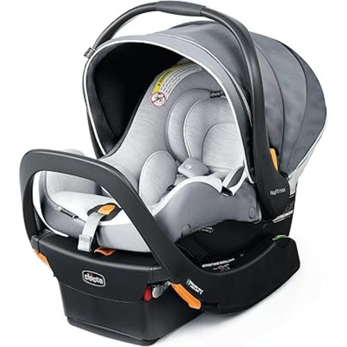 Chicco KeyFit Max Zip ClearLux Infant Car Seat and Base, Rear-Facing Seat for Infants 4-30 lbs., Zip-Open Privacy Shield, Compatible with Chicco Strollers, Baby Travel Gear | Verona/Grey