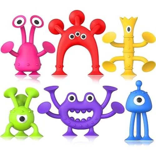 Baby Bath Toys Suction Toy: No Hole Bath Toy for Baby Toddlers - Kids Mini Sensory Fidget Suction Cup Toys for Boys Girls - Window Building Toy Travel Essentials Road Trip Activities for Kids Gifts