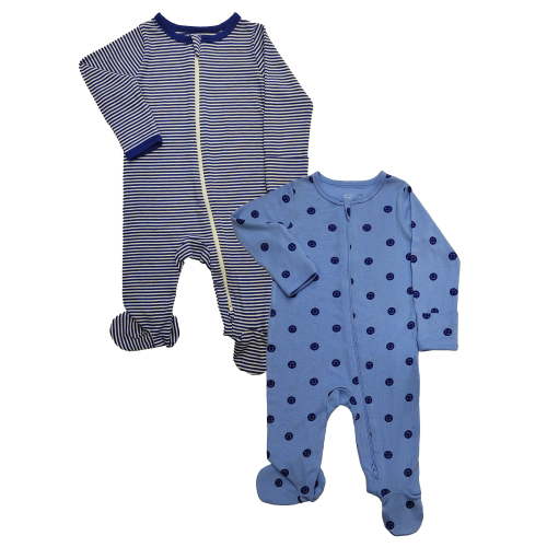 Wonder So Soft Modal by Wonder Nation Gender Neutral Two-Way Zipper Footed Sleep N Play Pajamas, 2-Pack, Sizes Preemie–6/9 Months