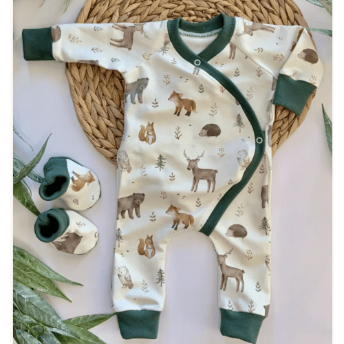 Organic Baby clothing/gender neutral baby outfit/baby forest animals/baby boy/baby girl/baby gift/Premie-24 months/made in USA