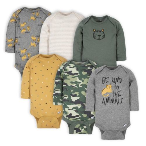 Gerber Baby Boys' Long Sleeve Onesies Bodysuits - 6-Pack