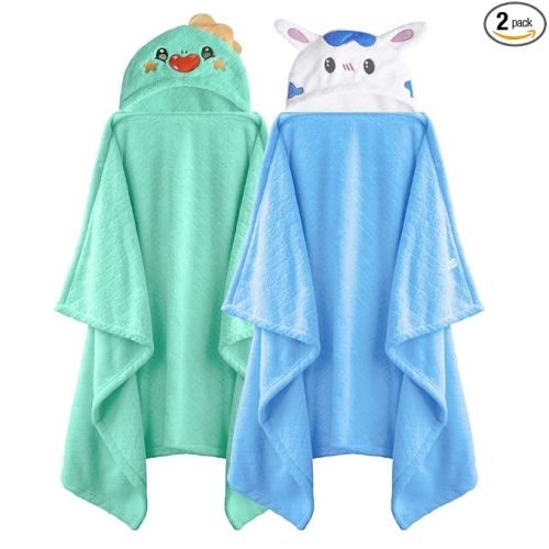 Toddler Bath Towel Kids Bath Towels Baby Towels with Hood Toddler Towels for Boy Girl 0-5 Years, 2-Pack Absorbent Baby Bath Towels Hooded Kids Bath Large 50''x32''