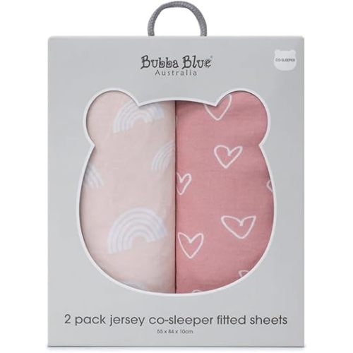 2PK Bubba Blue 55x84cm Nordic Jersey Co-Sleeper Fitted Sheet 0-12m Berry/Rose