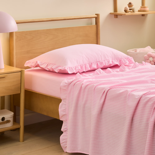 Harper Pink Stripe Ruffle Sheet Set | Adairs