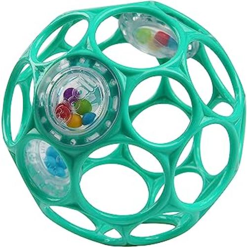Bright Starts Oball Easy-Grasp Rattle BPA-Free Infant Toy in Teal, Age Newborn and up, 4 Inches