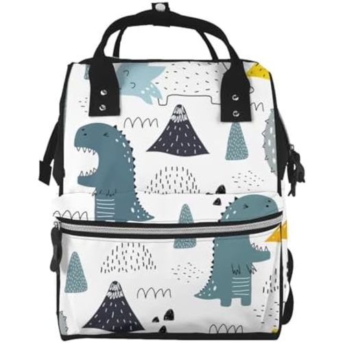 Diaper Bag Backpack For Moms And Dads Waterproof Baby Changing Backpack With Changing Pad, Insulated Bottle Holders & Large Capacity Multi-Function Travel Baby Bag Cute Dinosaur