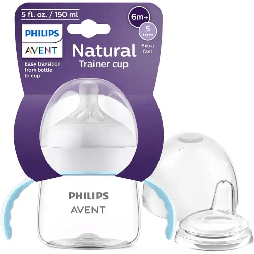 Philips Avent Natural Trainer Cup with Extra Fast Flow Natural Response Nipple (Flow 5) and Soft Spout, 5oz, SCF263/01