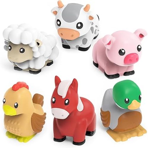 Tub Works® Barnyard™ Mold Free Bath Toys, 6 Pack | Sealed, No Hole Bath Toys Design Keeps Moisture Out | Soft, Squeezable & Float on Water | Farm Animals Baby & Toddler Bathtub Toys | Baby Pool Toys