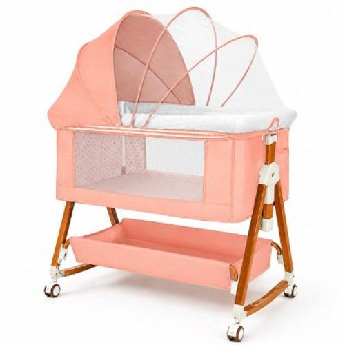 Baby Bassinet Bedside Sleeper, Portable 3-in-1 Design,Pink