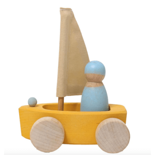Orange - Wooden Toy Sailboat