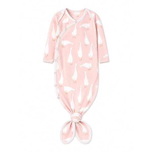 Copper Pearl Baby Gown - Knotted Newborn Sleepers for Baby Boy and Girl, Soft Stretchy Long Sleeve Infant Gowns with Bottom Tie and Hand Mittens, Perfect Hospital Coming Home Outfit (Goosie)
