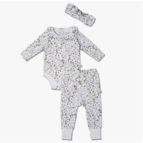 Organic Ruffle Onesie & Pants Set - Garden