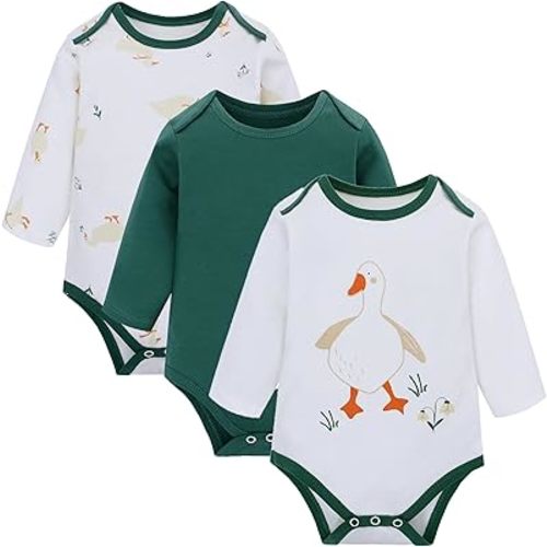 LAT 3 Pcs Baby Footie Pajamas，Infant Girls Boys One-Piece Footies Sleeper Newborn Cotton Sleepwear Outfits,zipper design