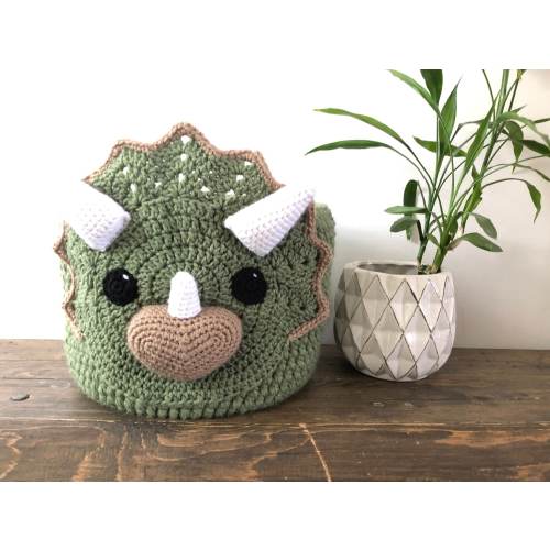 Crochet Round Dinosaur Basket