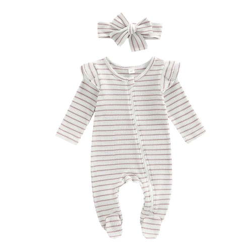 WIBACKER Baby Girls' Sleep and Play Pajamas Cotton One-Piece Footies Romper Jumpsuit Zip Front Pjs