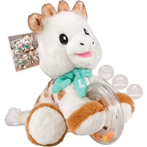 Sophie la girafe Plush with Beads | Ultra Soft & Easy to Grasp Rattle | Ideal for Travel | Awaken The Senses