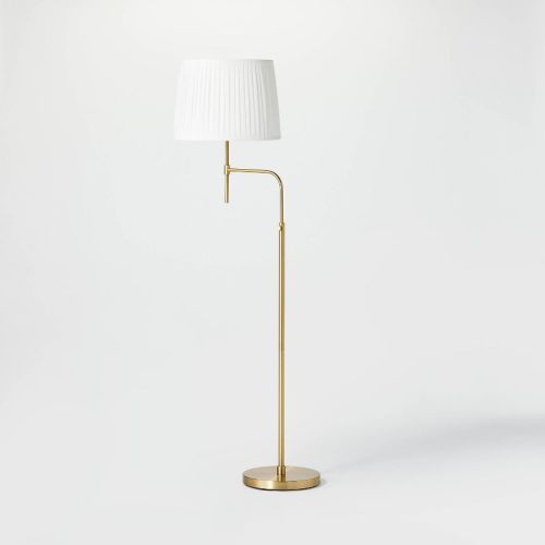 Adjustable Floor Lamp Brass Iron with Pleated Shade - Threshold™ designed with Studio McGee