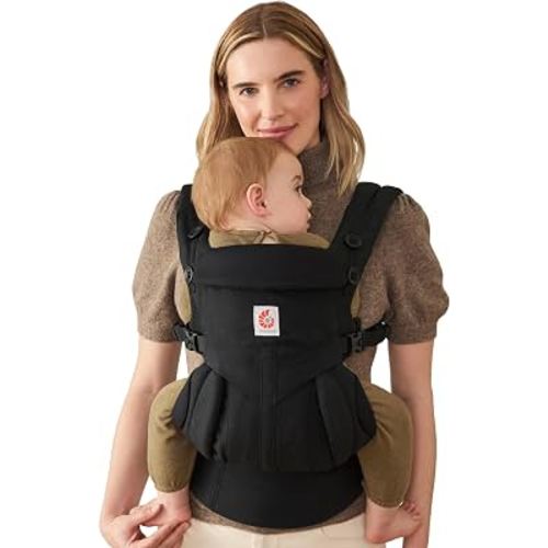 Ergobaby Omni Classic Baby Carrier for Newborn to Toddlers 0-48 Months | 4-Position 100% Premium Cotton Baby Carrier with Ergonomic Support, Fits 7-45 lbs, Pure Black