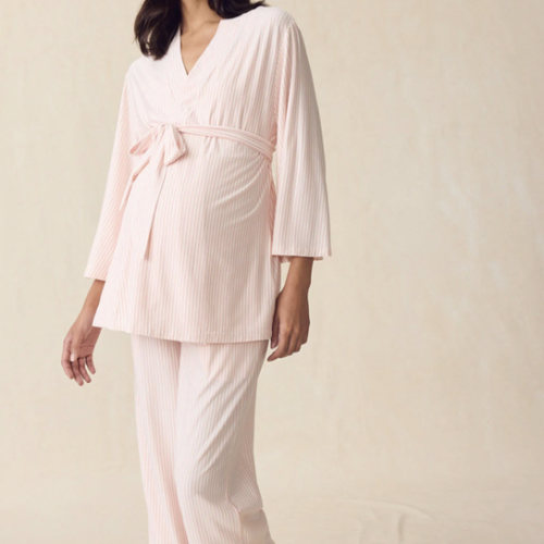 LAKE | Women | DreamModal® Pajamas | English Rose Pencil Stripe Maternity Kimono Bundle