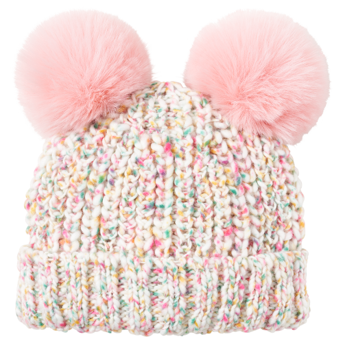Grand Sierra Sprinkle Double-Pom Cuff Beanie Hat for Toddlers