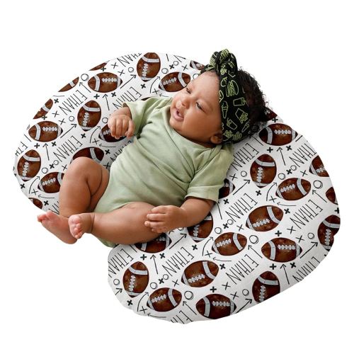 Baby Nursing Pillow Cover, Custom Breastfeeding Bottle Pillow Slipcover, Personalized Gift for Infant Boys Girls,Football Pattern, Ultra Soft Comfortable(one Size)