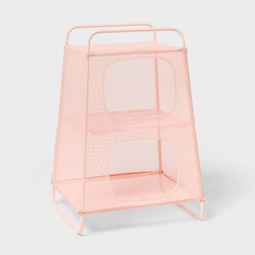 Kids' Mesh Plush and Toy Storage Tower Pink