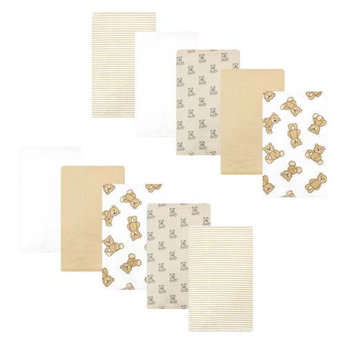 Luvable Friends Hudson Baby Flannel Burp Cloths 10pk, Cuddle Bears
