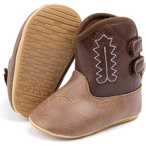Miamooi Infant Baby Boys Girls Booties Newborn Cozy Fleece Warm Winter Boots Toddler Non-Slip Lace Up First Walking Shoes