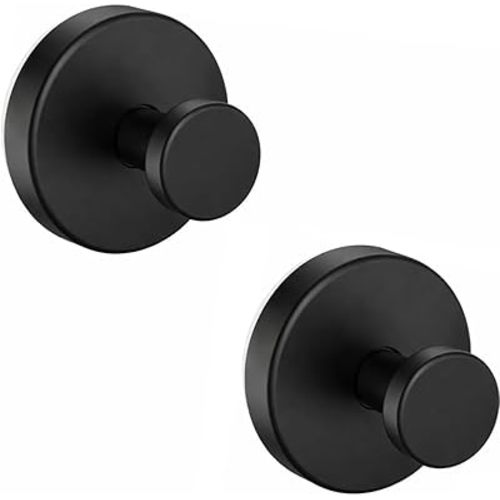 MOTAIPEAK Suction Cup Hooks for Shower,Upgraded Strong Shower Hooks for Inside Shower,Removable Towel Hooks for Bathroom, Glass, Window,Tile,Waterproof & Reusable, No Drilling,Black (2 Pack)
