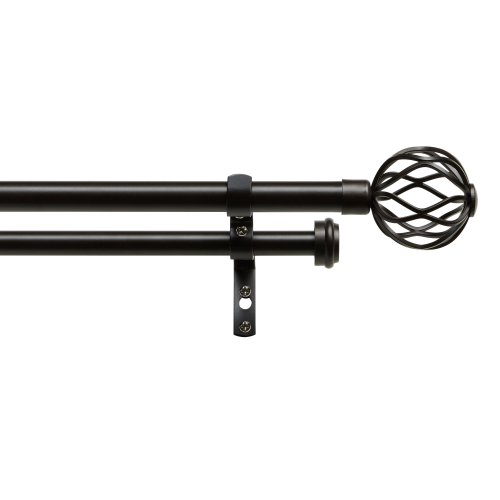 Exclusive Home Ogee Double 36-in to 72-in Matte bronze Iron Double Traverse Curtain Rod with Finials