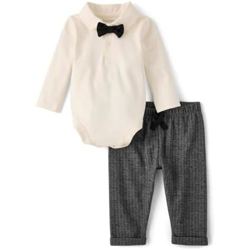 The Children's Place baby-boys And Newborn Long Sleeve Polo Bodysuit and Pants, 2 Piece Outfit