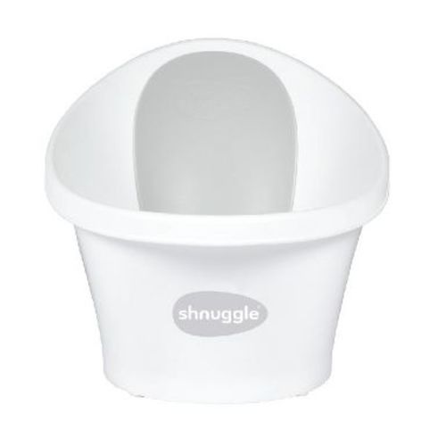 Shnuggle Baby Bath | Newborn baby bath Support with Bum Bump | Compact Bathtub for babies | Bath Seat Suitable from Birth White & Grey