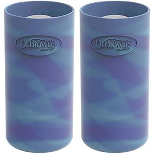 Dr. Brown's Natural Flow Options+ Glass Baby Bottle Sleeves,100% Silicone,8 oz,Narrow,Glow in The Dark (Pack of 2)