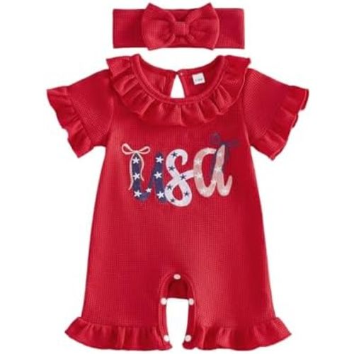 Bagilaanoe Newborn Baby Girl Short Sleeve Romper Jumpsuit 3 6 9 12 Months Little Sister Summer Outfit Waffle Clothes