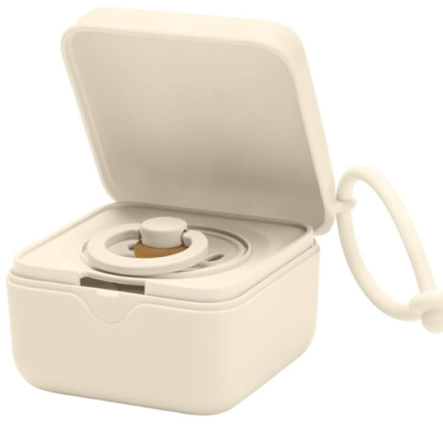 BIBS Pacifier Box with Loop for Storing & Carrying Soothers | 100% BPA Free Material | Designed & Made in Denmark | Ivory