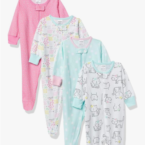 Onesies Brand baby-girls 4-pack Sleep 'N Play Footies Multi Pack