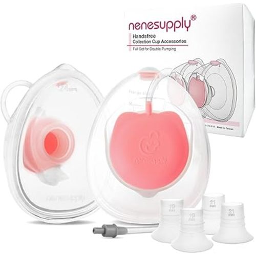 Nenesupply Handsfree Wearable Breastmilk Collection Cups Compatible with Elvie Stride Stride 2 Breast Pumps. 24mm Silicone Flanges Pump Parts Accessories 19mm 21mm Inserts
