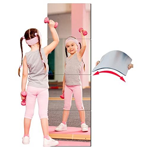 Kids Safety Unbreakable Mirror,Acrylic Shatterproof Mirrors Full Length,12"x12"x4 Pack,Children Non Glass Stick on Mirror,Gym Mirror for Home Workout,Bedroom Body Mirrors Wall Dormitory
