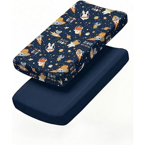 Changing Pad Cover - Pack of 2 Soft Unisex Diaper Change Microfiber Table Sheets - Fits 32"x16" Contoured Pad - Changing Pad Cover for Baby Boys and Girls - Snug, Machine Washable - Oeko-Tex, Cosmo