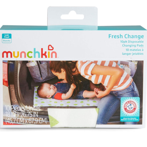 Munchkin® Arm & Hammer Disposable Changing Pad, 10 Count, White/Green (Pack of 2)