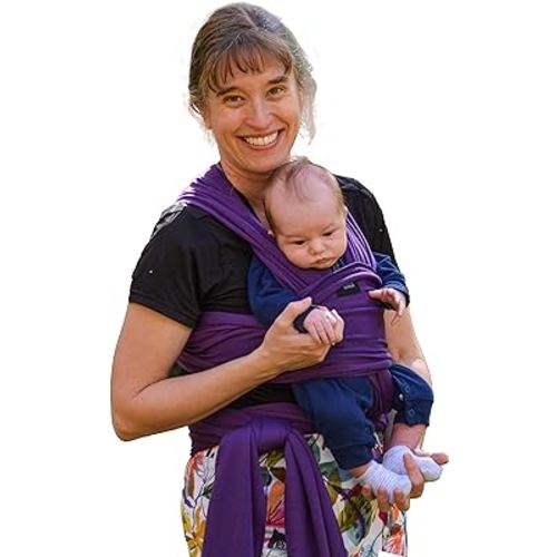 Baby Wrap Carrier Soft, Stretchy, Cotton Baby Wrap, Baby Sling, Nursing Cover Up for use with Newborn-Toddler: Evenly distributes Weight for More Comfortable Carrying (Purple)