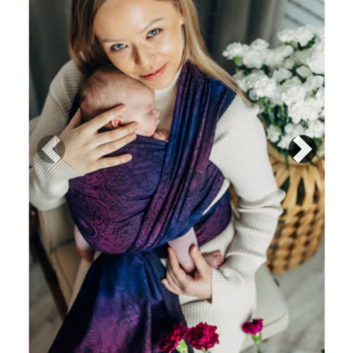 Baby Wrap, Jacquard Weave (100% cotton) - WILD WINE - BOUQUET - size M