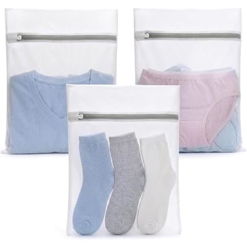 3Pcs Durable Fine Mesh Laundry Bags for Delicates 12 x 16 Inches