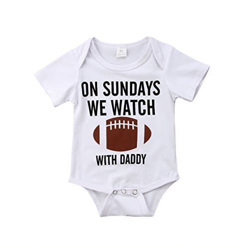 Honganda Funny Newborn Infant Baby Boy Girl On Sundays We Watch Football with Daddy Bodysuit Romper