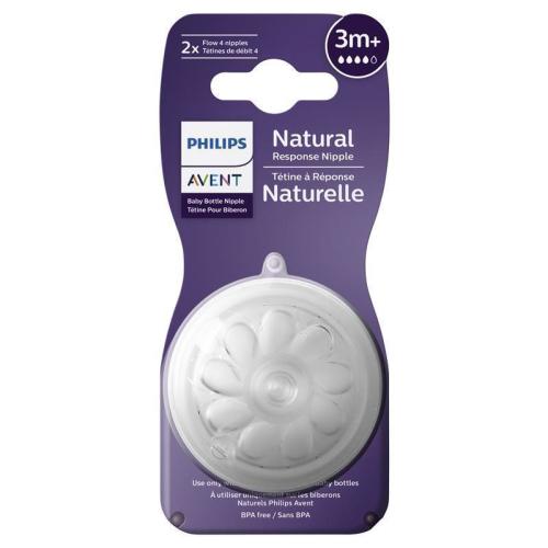 Avent Natural Response Teats 3 month+ Flow 4 2 Pack