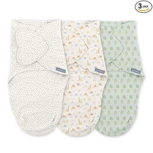 SwaddleMe by Ingenuity Monogram Collection Baby Swaddle Blanket, Safari