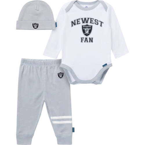 3-Piece Baby Boys Las Vegas Raiders Bodysuit, Active Pant and Cap Set