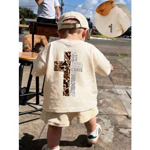 Spring & Summer Casual Stylish Creative Personalized Fresh Simple Cute Cropped T-Shirt, Comfortable Daily Wear For Infants And Toddlers